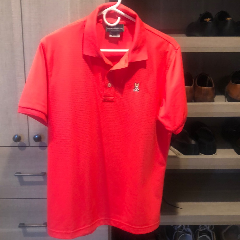 Neon pink men’s Psycho Bunny polo shirt (Size M)